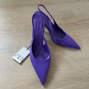 NWT Zara purple pointed toe sling back pumps